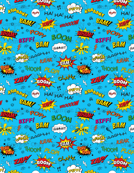 Comic Words Set-04 Pattern Image Sheet For Polymer Clay Transfer Decal DIGITAL FILE OR PRINTED