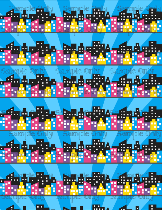 Comic Cityscapes Skyline 03 Pattern Image Sheet For Polymer Clay Transfer Decal DIGITAL FILE OR PRINTED