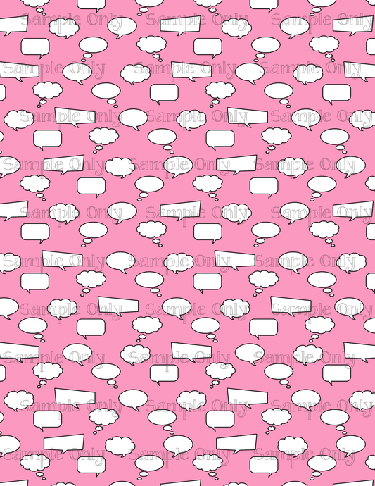 Comic Thought Bubbles PINK Pattern Image Sheet For Polymer Clay Transfer Decal DIGITAL FILE OR PRINTED