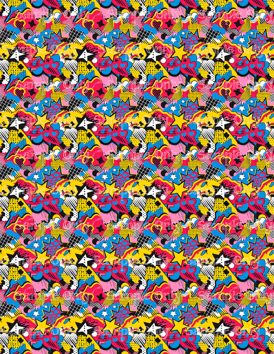 Comic Vibes Set-01 Pattern Image Sheet For Polymer Clay Transfer Decal DIGITAL FILE OR PRINTED