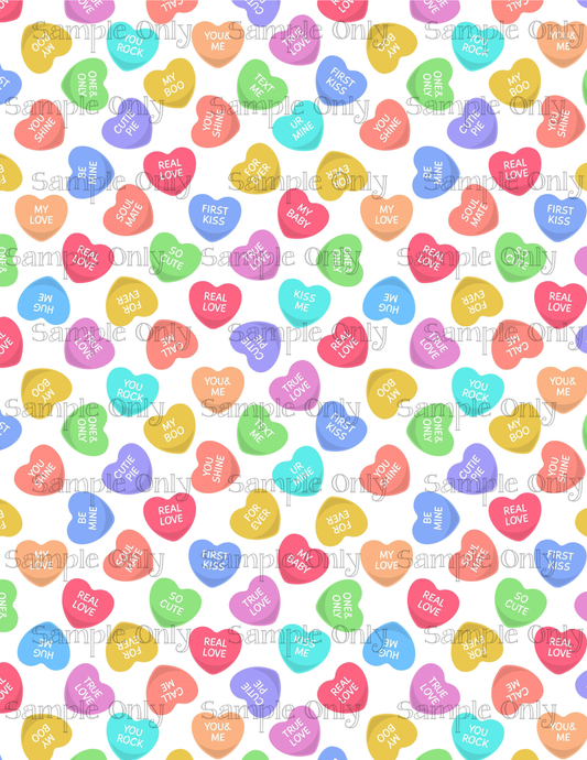 Valentine Conversation Heart Pattern Image Sheet For Polymer Clay Transfer Decal DIGITAL FILE OR PRINTED