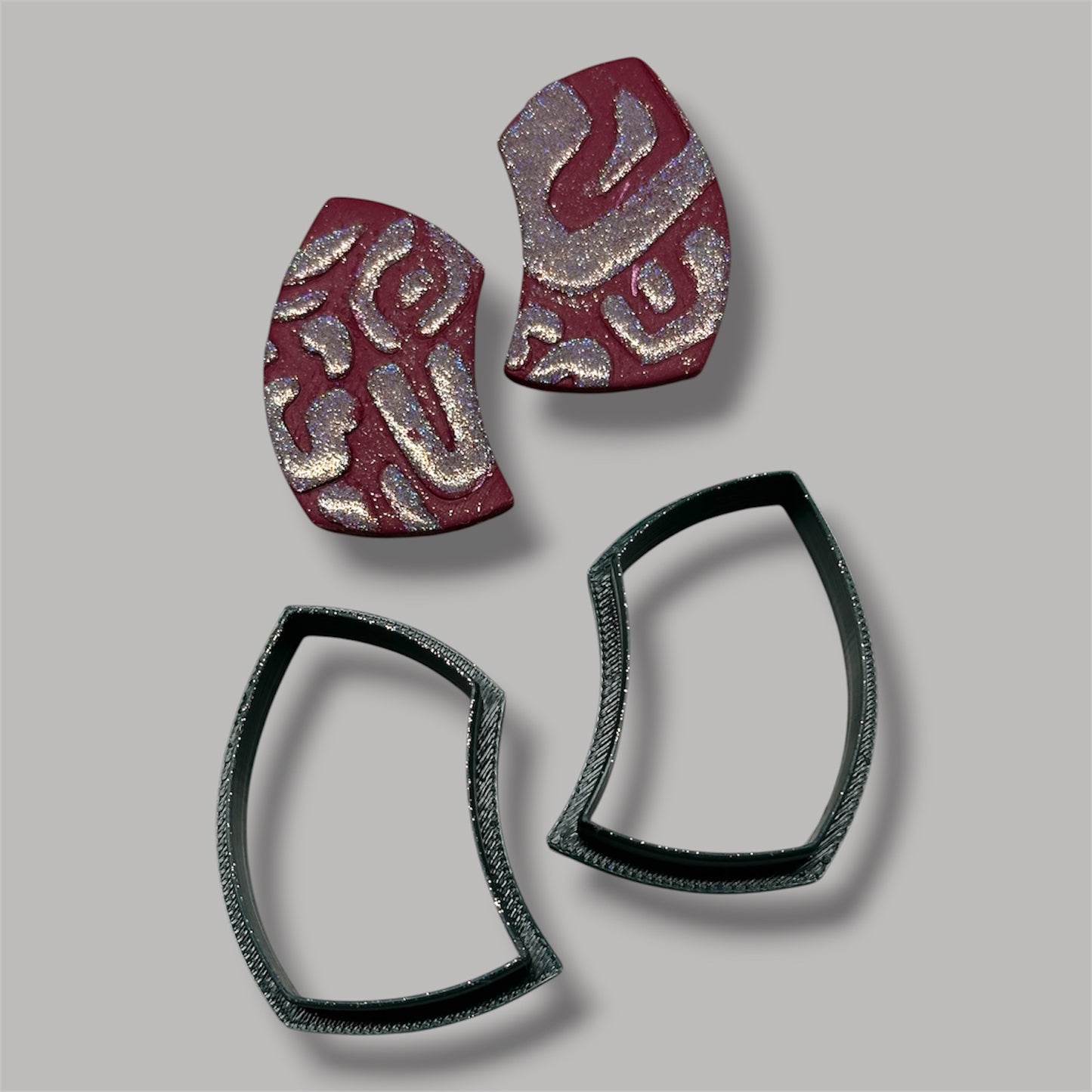 2pc Curved Rectangle Outline Cutter Set Polymer Clay Cutter 6 Sizes You Choose