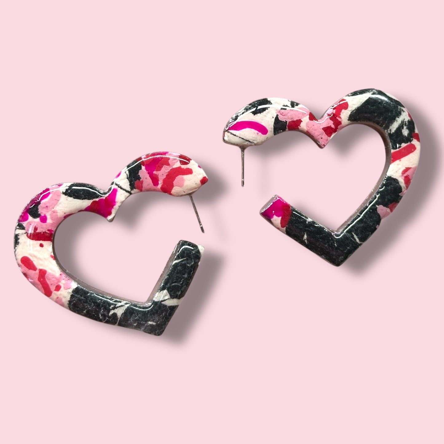 2pc Open Heart Hoop Mirrored Cutter Set Polymer Clay Cutter 5 Sizes You Choose