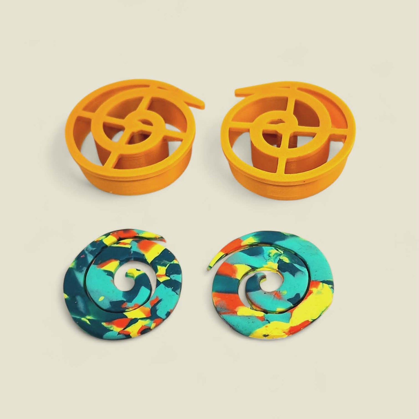 2pc Round Spiral Outline Cutter Set Polymer Clay Cutter 7 Sizes You Choose