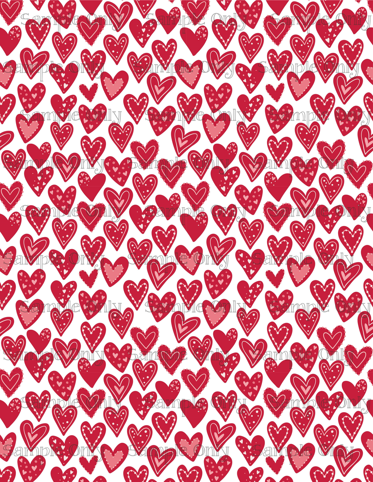 Decorated Hearts Pattern Image Sheet For Polymer Clay Transfer Decal DIGITAL FILE OR PRINTED