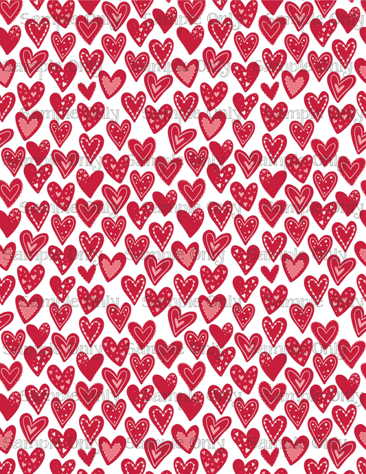 Decorated Hearts Pattern Image Sheet For Polymer Clay Transfer Decal DIGITAL FILE OR PRINTED