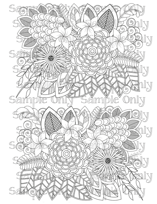 Color Your Own Wild Flower Zentangle Doodle Art Pattern Image Sheet For Polymer Clay Transfer Decal DIGITAL FILE OR PRINTED ZF10