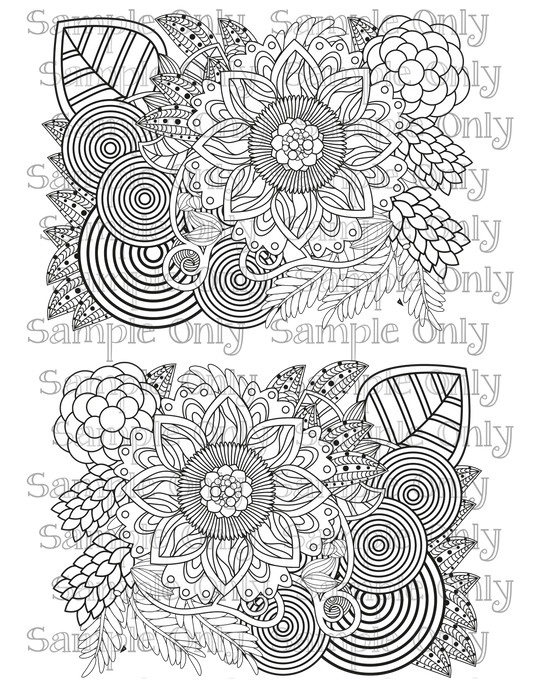 Color Your Own Wildflower Floral Zentangle Doodle Art Pattern Image Sheet For Polymer Clay Transfer Decal DIGITAL FILE OR PRINTED ZF15