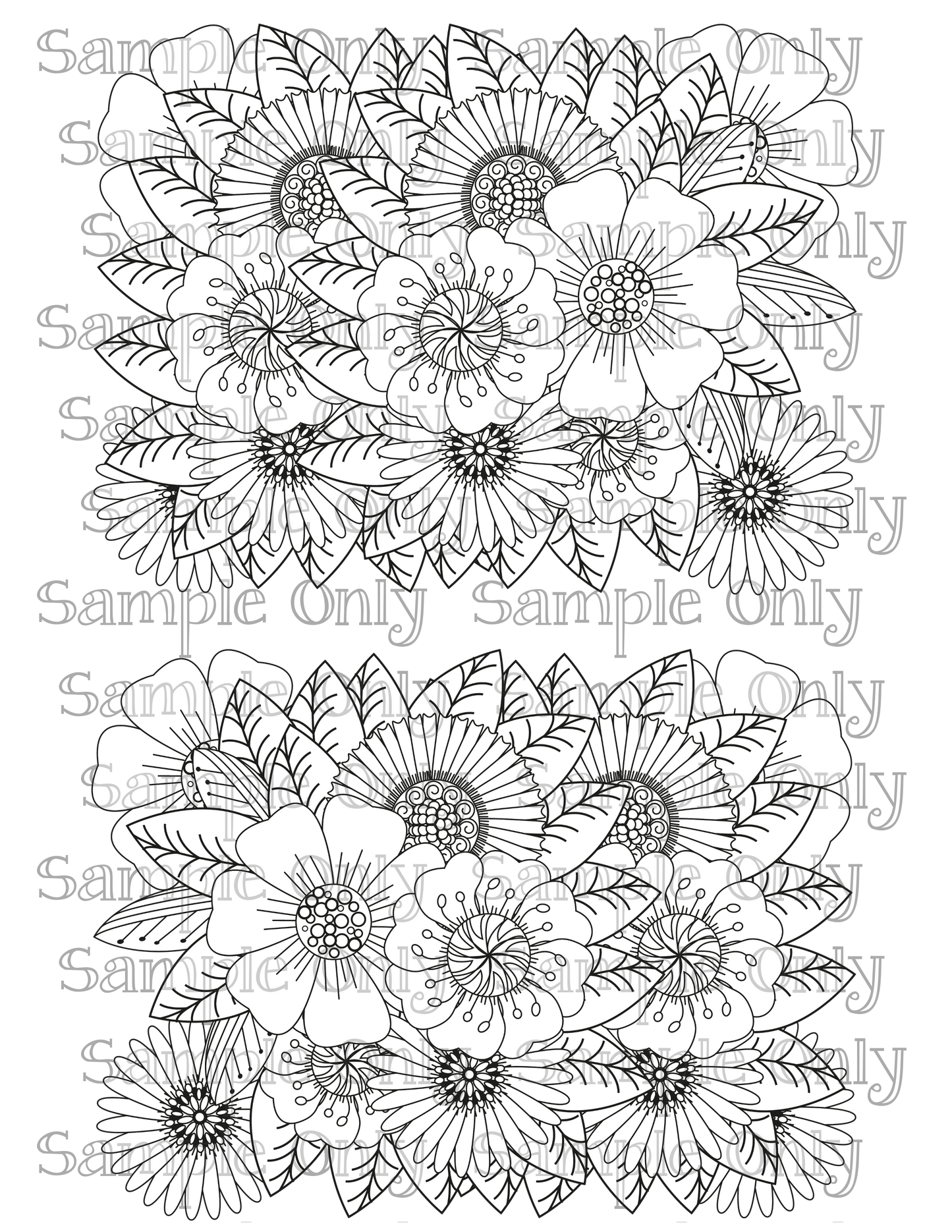 Color Your Own Wildflower Floral Zentangle Doodle Art Pattern Image Sheet For Polymer Clay Transfer Decal DIGITAL FILE OR PRINTED ZF17