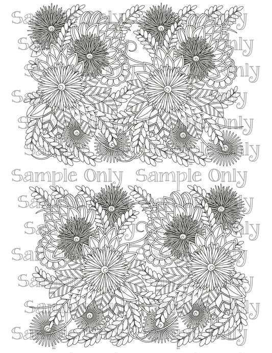 Color Your Own Wildflower Floral Zentangle Doodle Art Pattern Image Sheet For Polymer Clay Transfer Decal DIGITAL FILE OR PRINTED ZF19