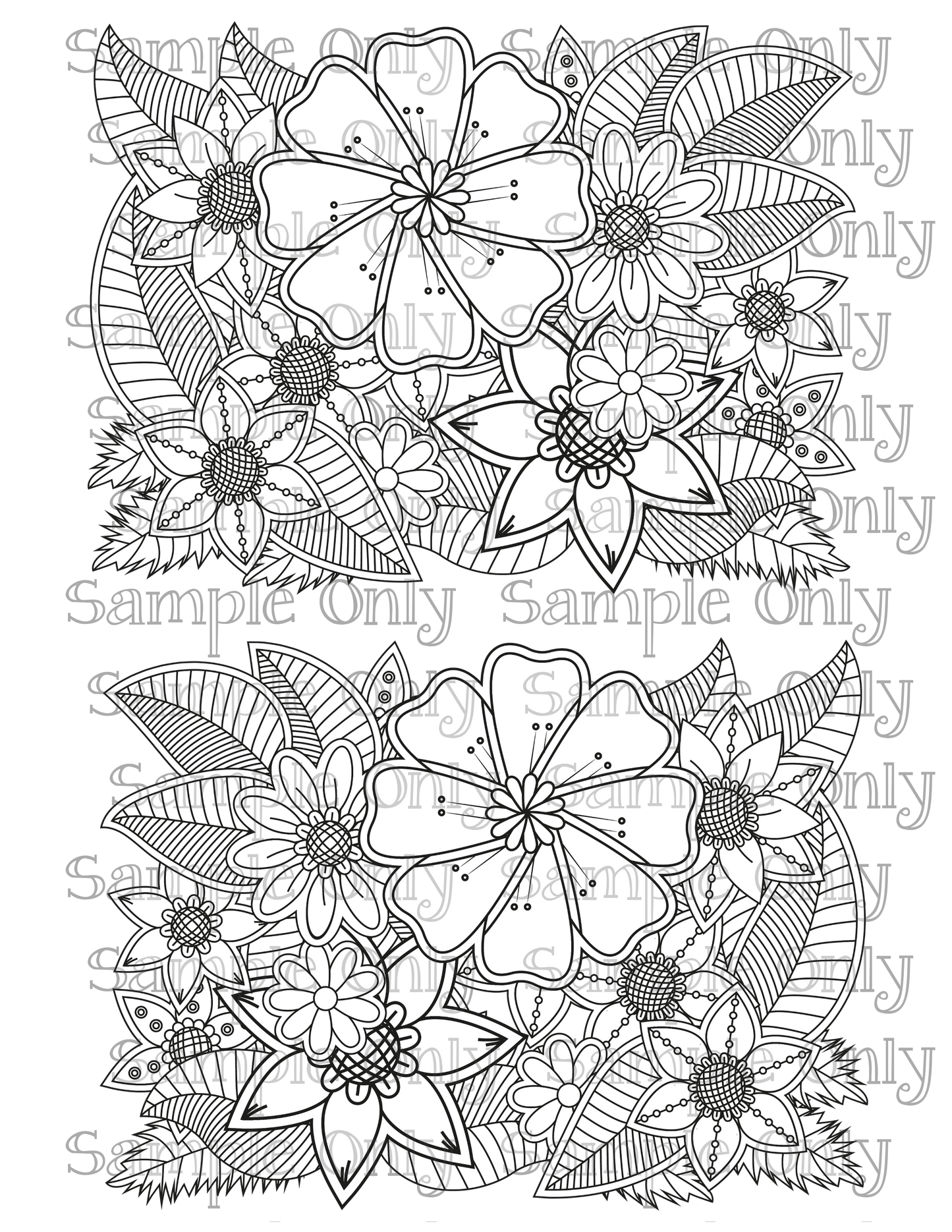 Color Your Own Floral Zentangle Doodle Art Pattern Image Sheet For Polymer Clay Transfer Decal DIGITAL FILE OR PRINTED ZF01