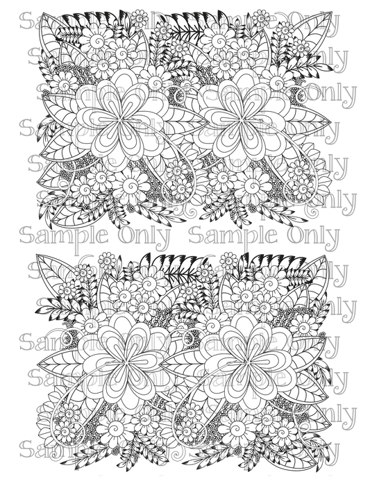 Color Your Own Ornate Floral Zentangle Doodle Art Pattern Image Sheet For Polymer Clay Transfer Decal DIGITAL FILE OR PRINTED ZF20