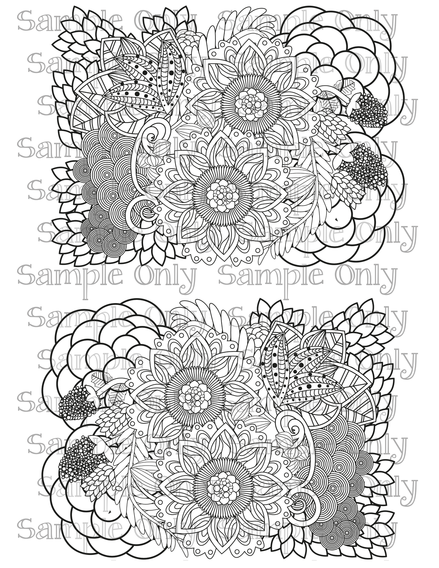 Color Your Own Ornate Floral Zentangle Doodle Art Pattern Image Sheet For Polymer Clay Transfer Decal DIGITAL FILE OR PRINTED ZF22