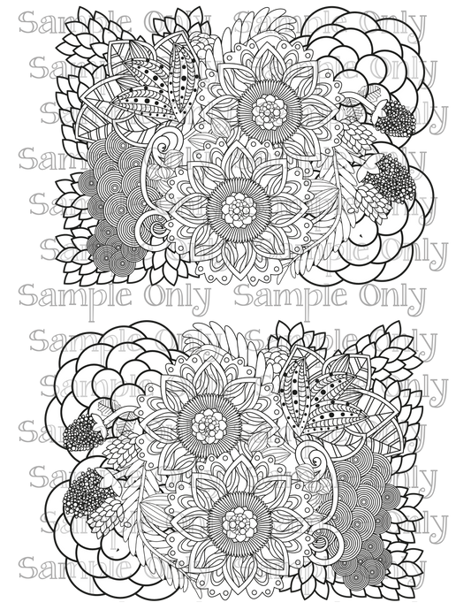 Color Your Own Ornate Floral Zentangle Doodle Art Pattern Image Sheet For Polymer Clay Transfer Decal DIGITAL FILE OR PRINTED ZF22