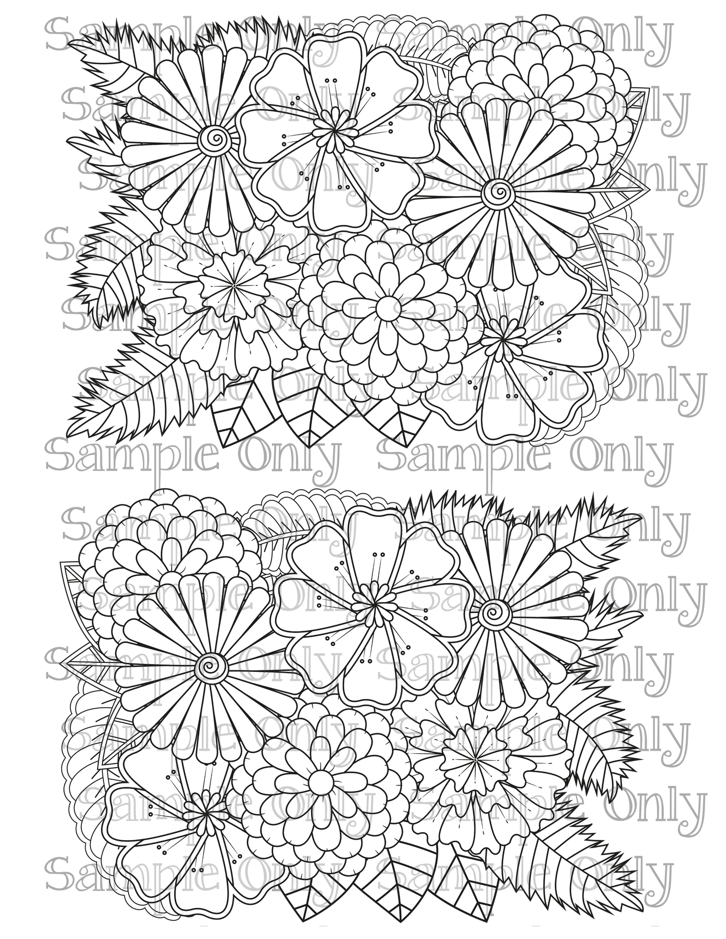 Color Your Own Floral Zentangle Doodle Art Pattern Image Sheet For Polymer Clay Transfer Decal DIGITAL FILE OR PRINTED ZF04