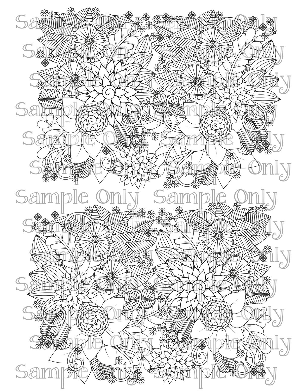 Transferable Flower Patterns Color Your Own Flower Zentangle Doodle Art Pattern Image Transfer Shee ...