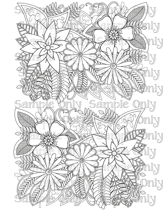 Color Your Own Flower Zentangle Doodle Art Pattern Image Sheet For Polymer Clay Transfer Decal DIGITAL FILE OR PRINTED ZF07