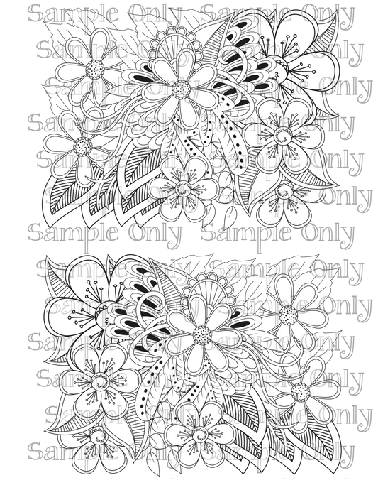 Color Your Own Flower Zentangle Doodle Art Pattern Image Sheet For Polymer Clay Transfer Decal DIGITAL FILE OR PRINTED ZF08