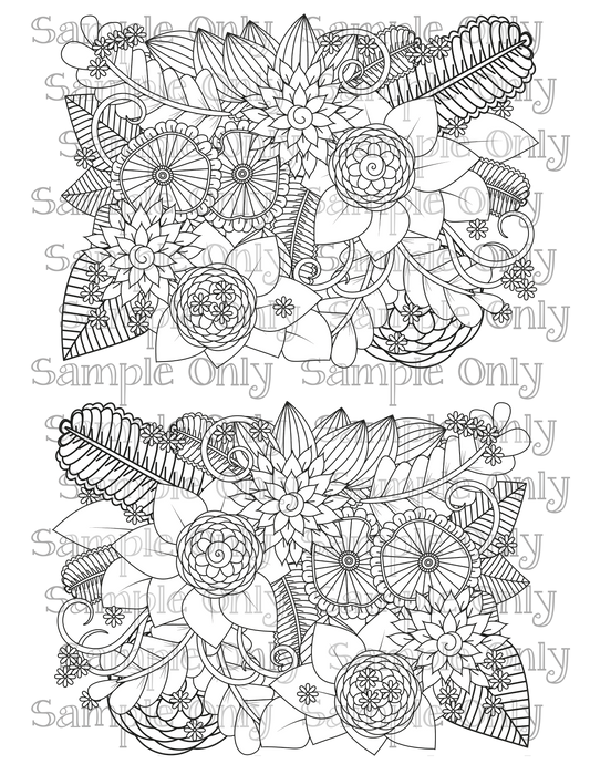 Color Your Own Wild Flower Zentangle Doodle Art Pattern Image Sheet For Polymer Clay Transfer Decal DIGITAL FILE OR PRINTED ZF09