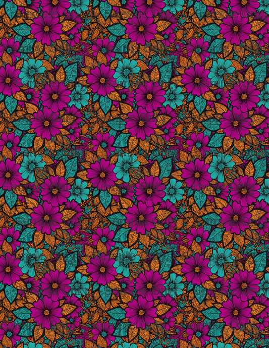 Doodled Flowers Pattern Set 1 Image Transfer Sheet For Polymer Clay