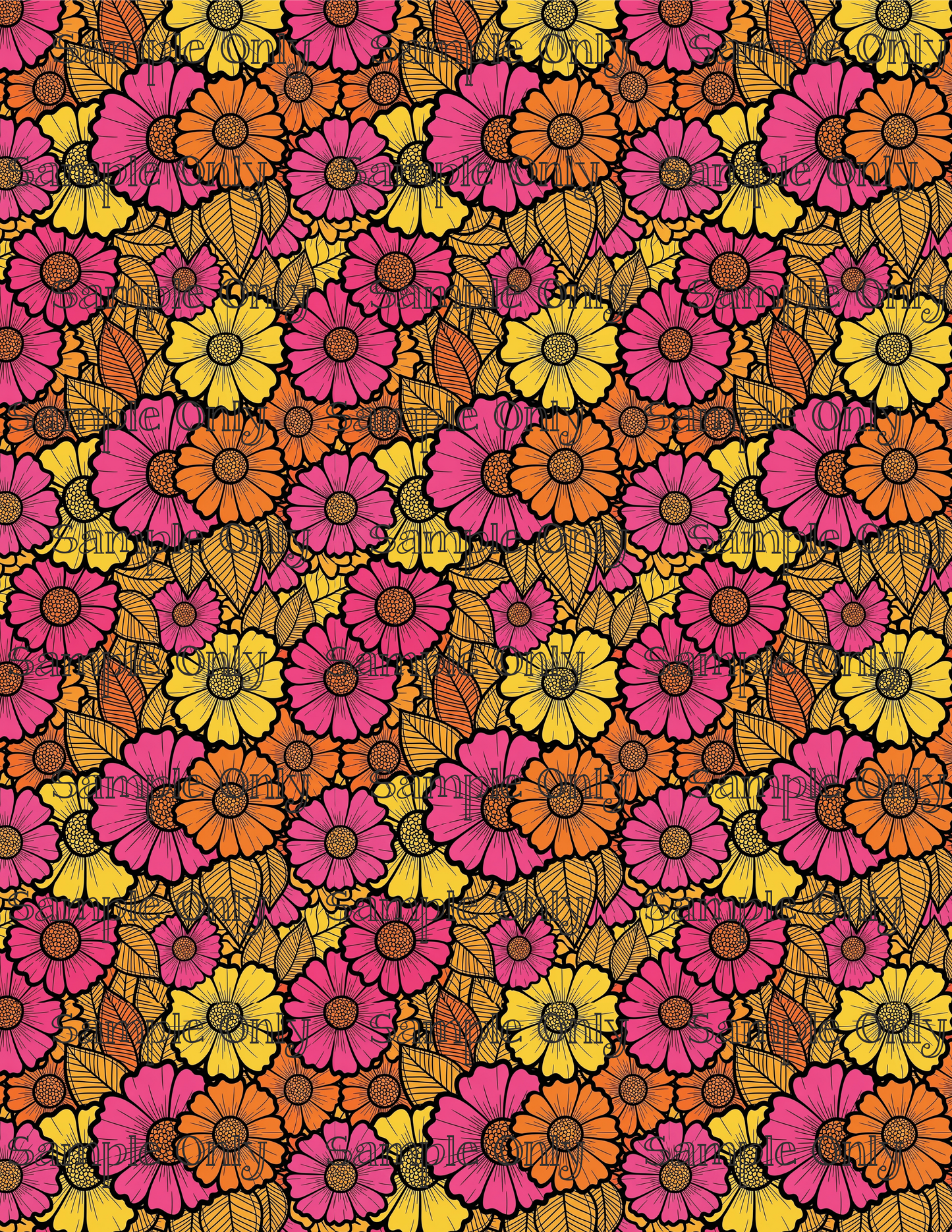 Doodled Flowers Pattern Set 2 Image Transfer Sheet For Polymer Clay