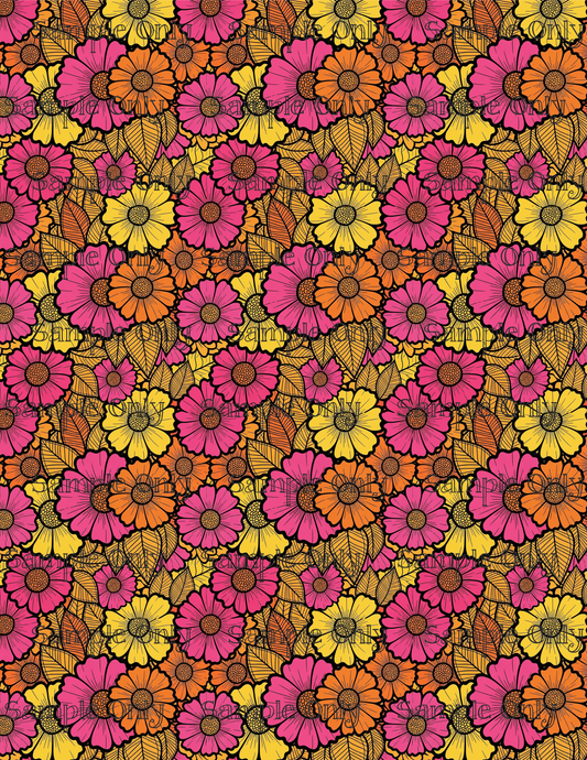 Doodled Flowers Pattern Set 2 Image Transfer Sheet For Polymer Clay