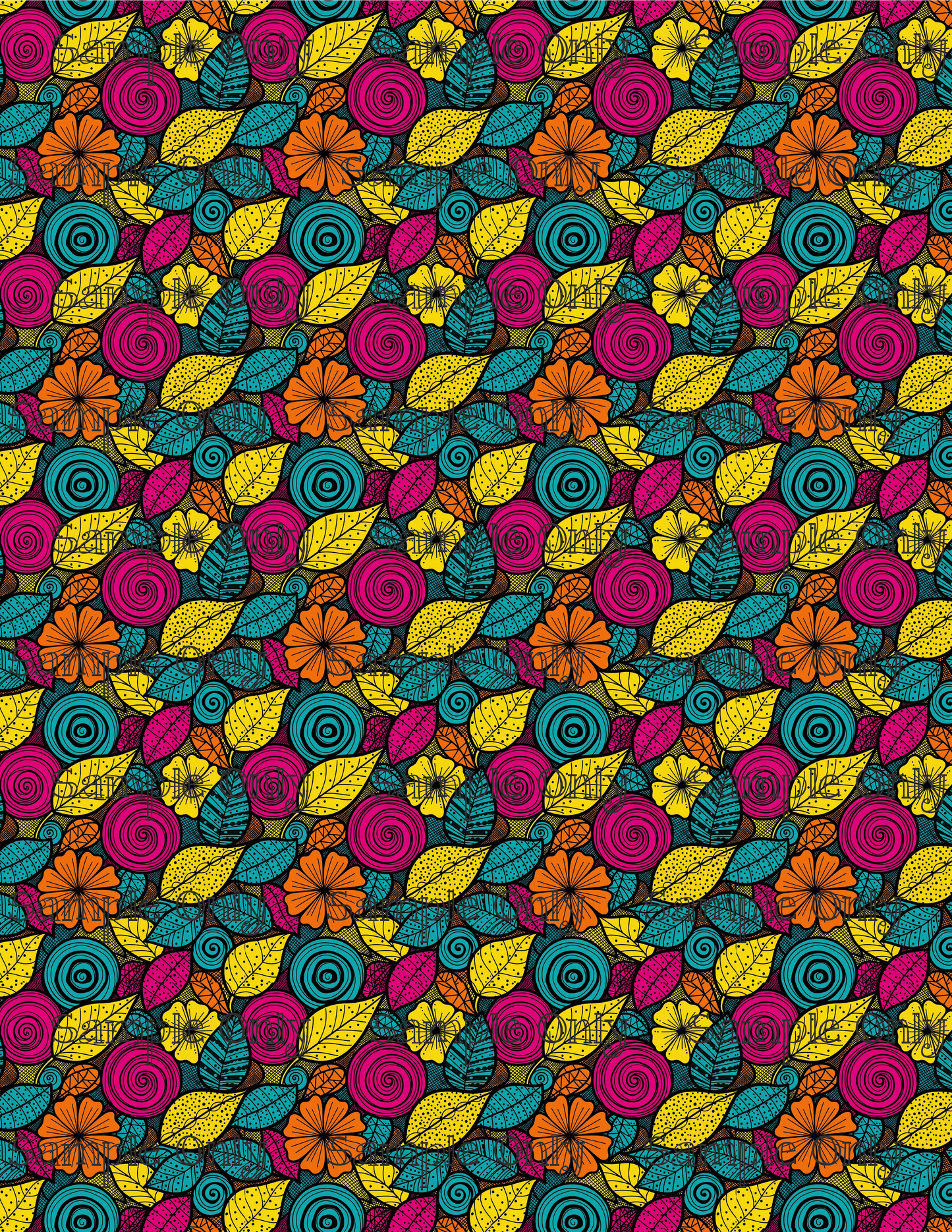Doodled Flowers Pattern Set 3 Image Transfer Sheet For Polymer Clay