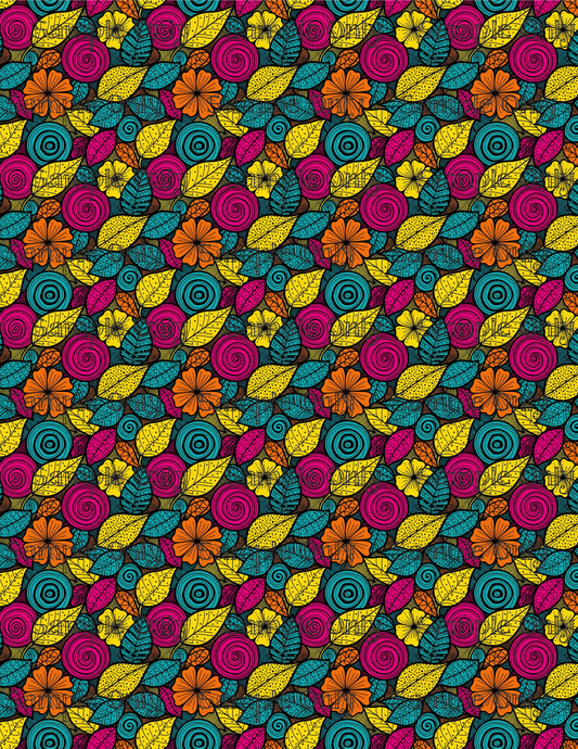 Doodled Flowers Pattern Set 3 Image Transfer Sheet For Polymer Clay