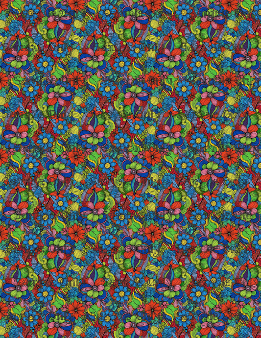 Doodled Flowers Pattern Set 4 Image Transfer Sheet For Polymer Clay