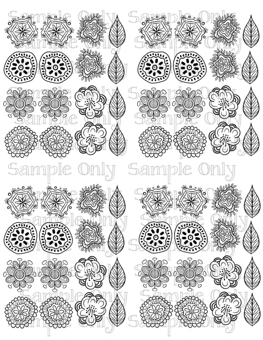 Mendi Flowers 2 DIGITAL OR PRINTED Image Transfer Sheet For Polymer Clay