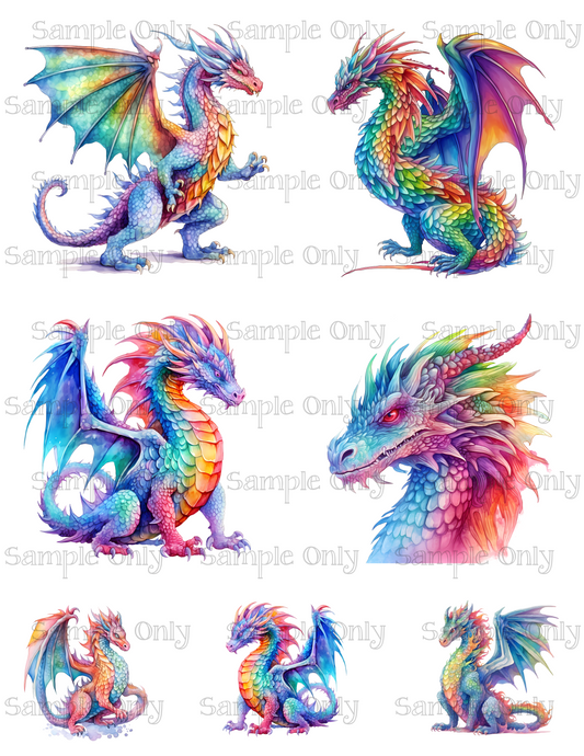 Dragon Set-3 3.5 Inch Image Sheet For Polymer Clay Transfer Decal DIGITAL FILE OR PRINTED