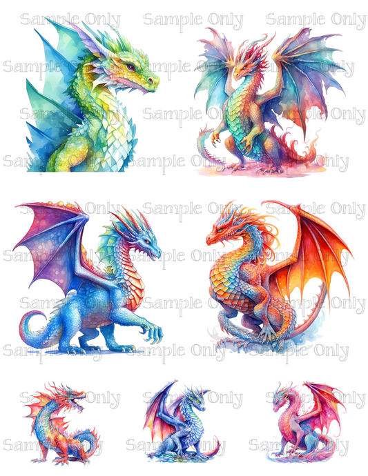 Dragon Set-4 3.5 Inch Image Sheet For Polymer Clay Transfer Decal DIGITAL FILE OR PRINTED