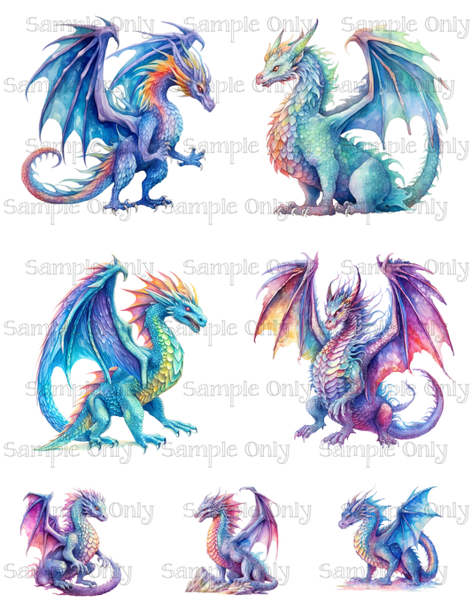 Dragon Set-1 3.5 Inch Image Sheet For Polymer Clay Transfer Decal DIGITAL FILE OR PRINTED