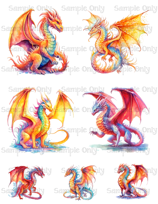 Dragon Set-2 3.5 Inch Image Sheet For Polymer Clay Transfer Decal DIGITAL FILE OR PRINTED