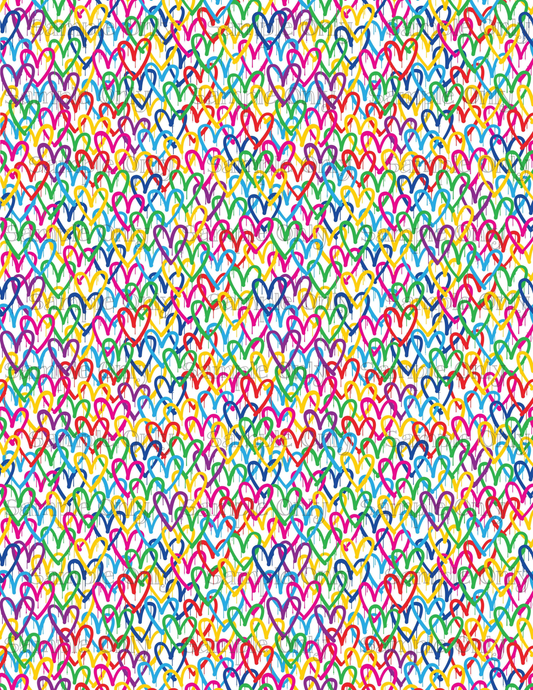 Drippy Rainbow Hearts Pattern Image Sheet For Polymer Clay Transfer Decal DIGITAL FILE OR PRINTED