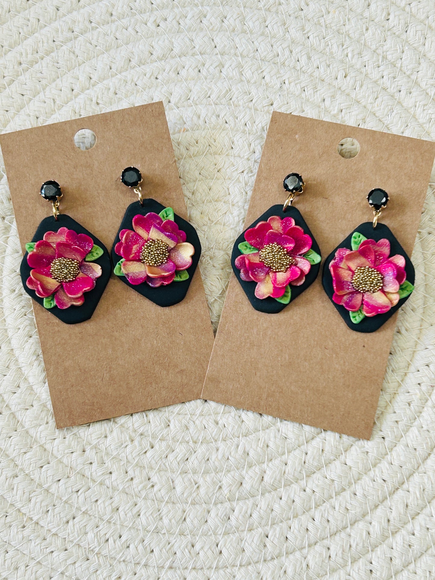 Ombre Blossom Statement Dangle Earrings