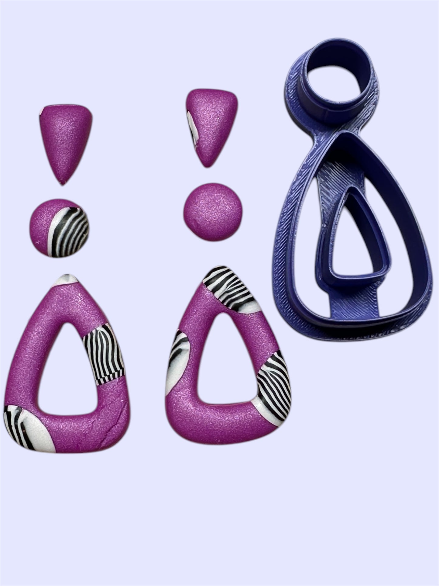 Retro Triangle Hoop Duo Polymer Clay Cutter Set 11 Sizes You Choose