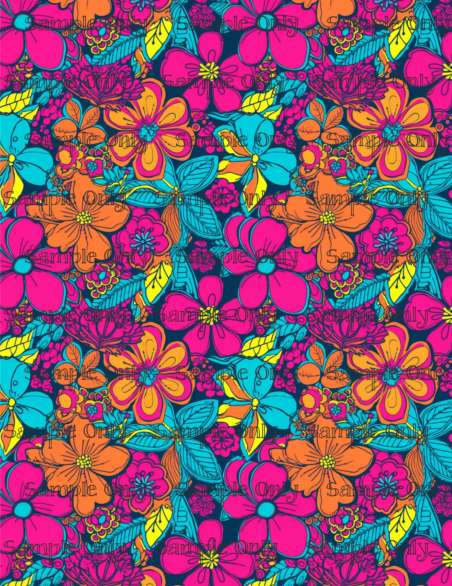 Electric Neon Floral Pattern Set 2 Image Transfer Sheet For Polymer Clay