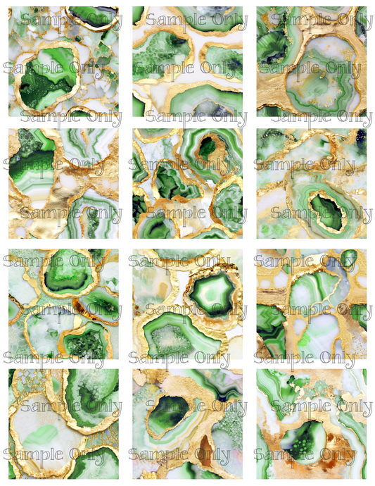 Emerald and Opal Geode Agate Stone 2.5 Inch Image Transfer Sheet For Polymer Clay