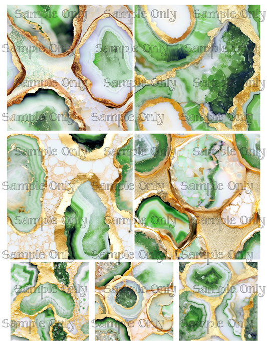 Emerald and Opal Geode Agate Stone 4 Inch Image Transfer Sheet For Polymer Clay