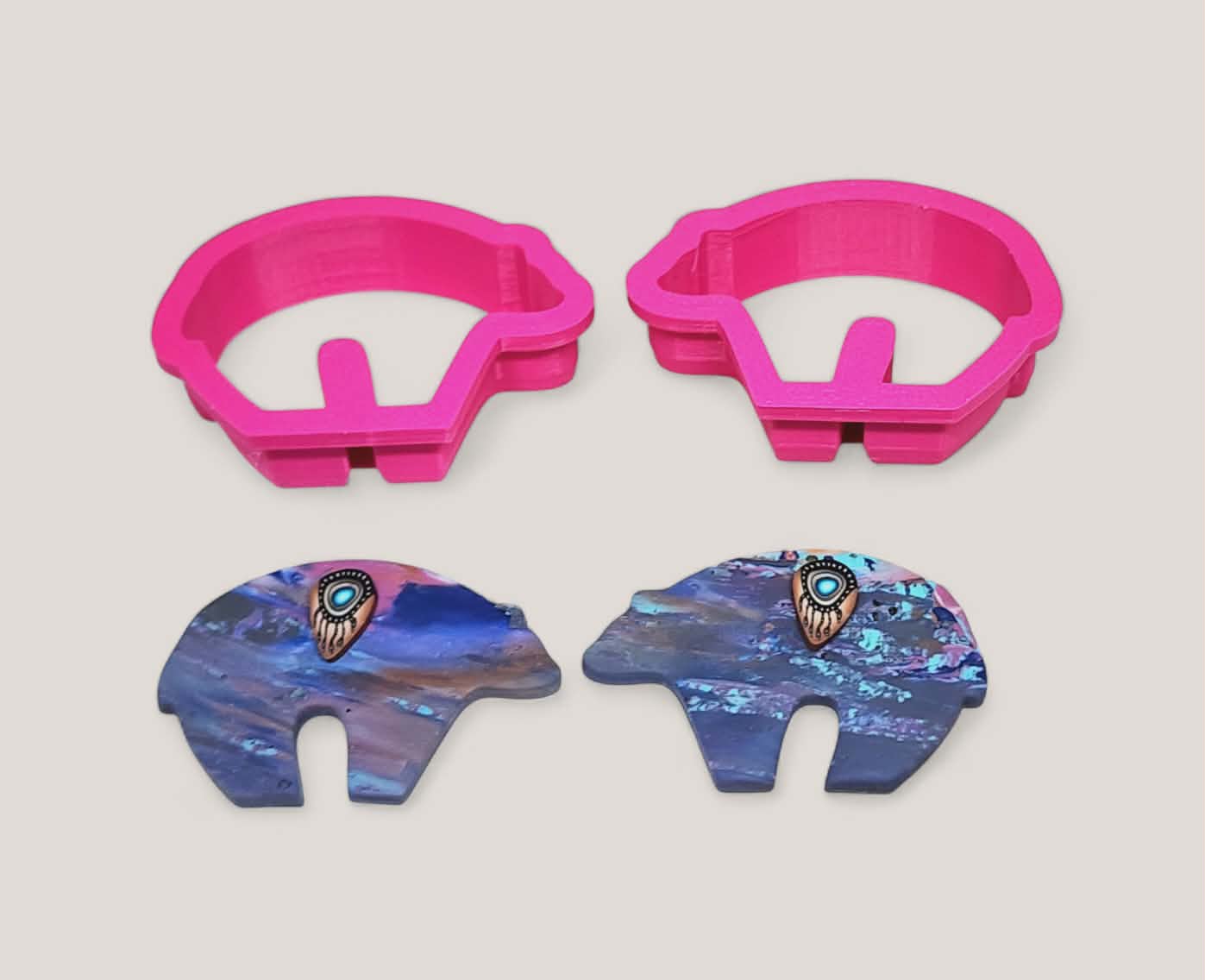 2pc Zuni Bear Outline Cutter Set Polymer Clay Cutter 4 Sizes You Choose