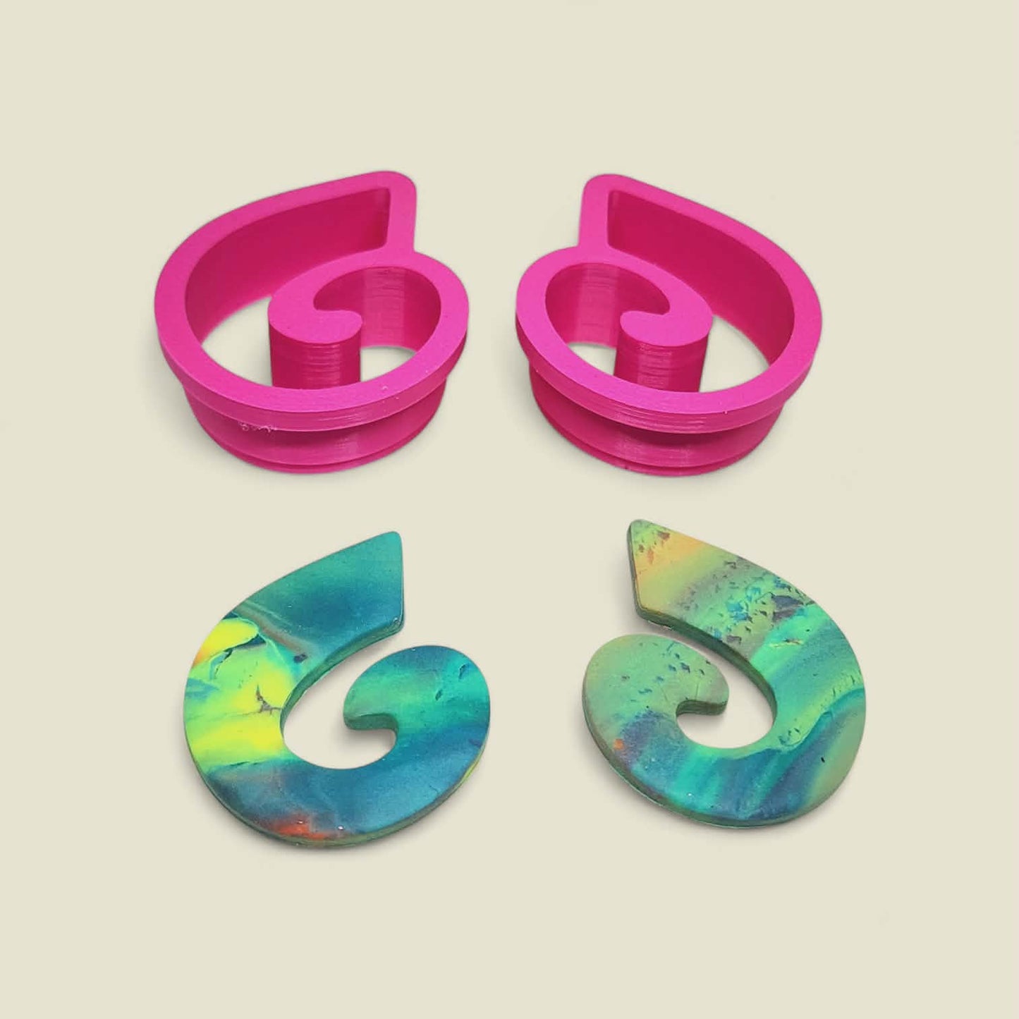2pc Organic Swirl Outline Cutter Set Polymer Clay Cutter 9 Sizes You Choose