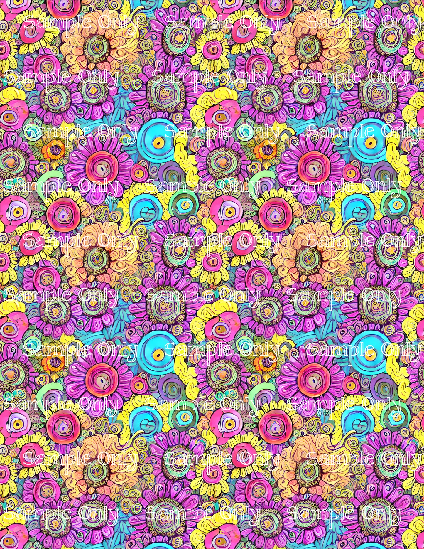 Fantasy Psychedelic Floral Image Sheet For Polymer Clay Transfer Decal DIGITAL FILE OR PRINTED FF04