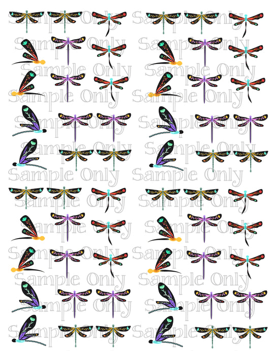 Boho Floral Dragonflies Image Sheet For Polymer Clay Transfer Decal DIGITAL FILE OR PRINTED