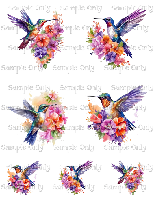 3.5 Inch Hummingbird Bird Set-02 Image Sheet For Polymer Clay Transfer Decal DIGITAL FILE OR PRINTED