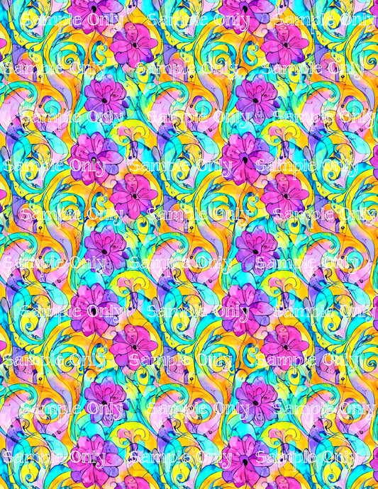 Floral Fantasy Psychedelic Swirl Image Sheet For Polymer Clay Transfer Decal DIGITAL FILE OR PRINTED PS05