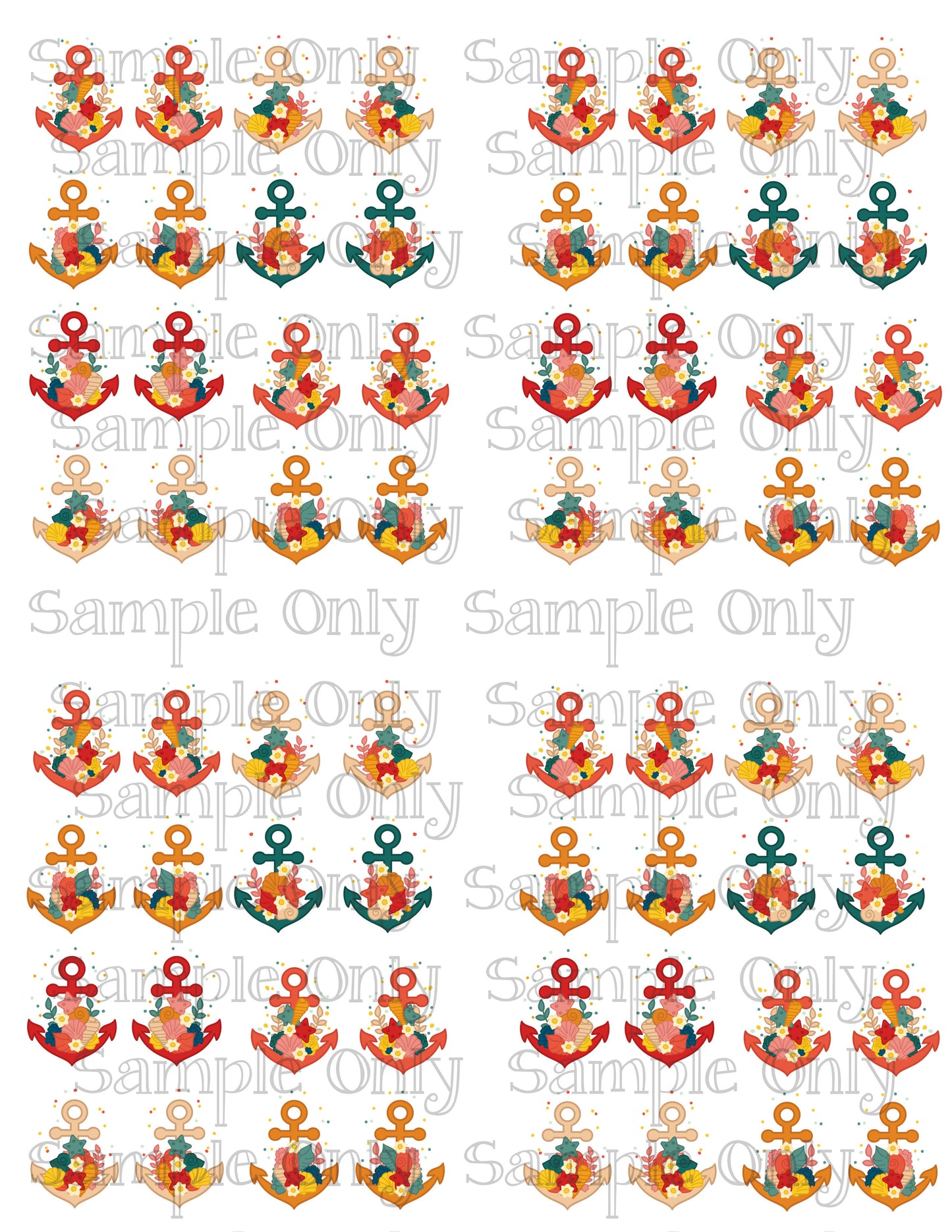 1 Inch Floral Anchor Image Transfer Sheet For Polymer Clay