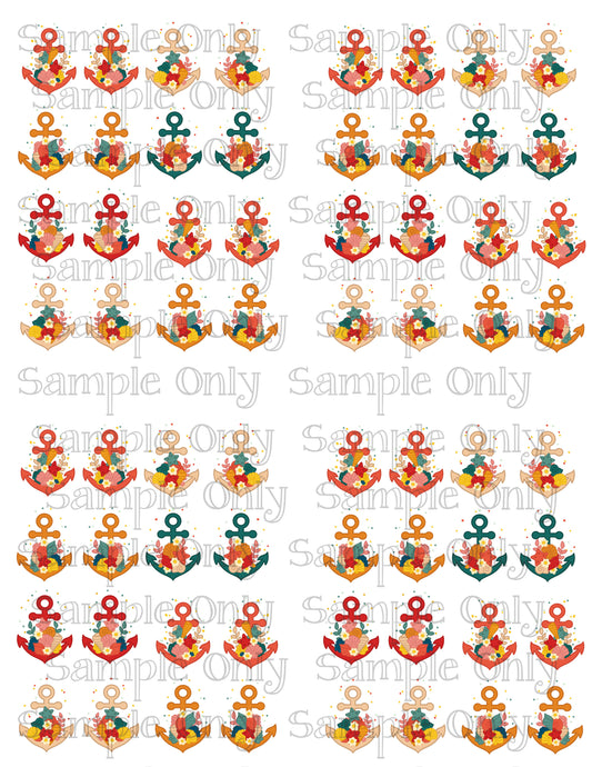 1 Inch Floral Anchor Image Transfer Sheet For Polymer Clay