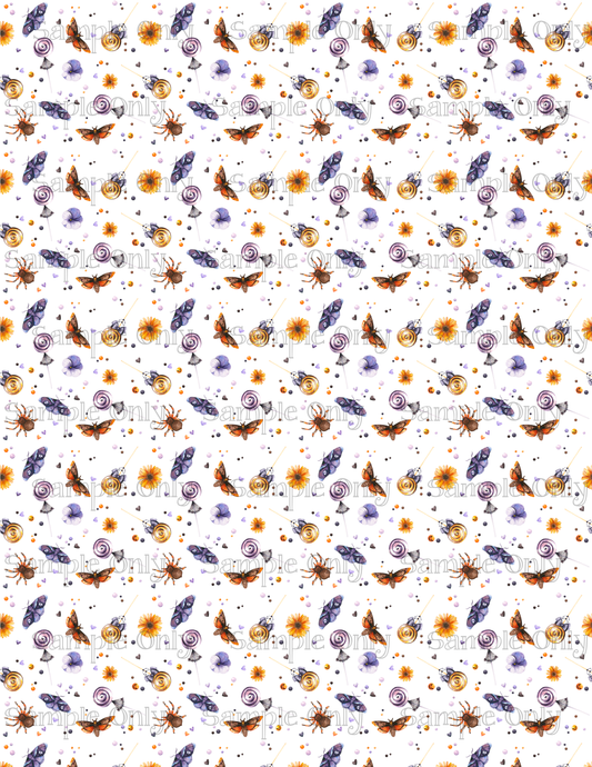 Autumn Floral Moth and Spider 04 Image Sheet For Polymer Clay Transfer Decal DIGITAL FILE OR PRINTED