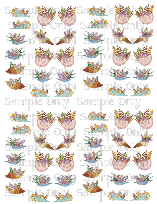 Floral Seashells Beach Shell Image Sheet For Polymer Clay Transfer Decal DIGITAL FILE OR PRINTED